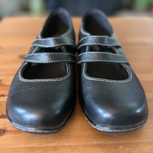 Clarks Bendables Mandy May Double Strap Mary Janes Black Leather Womens Size 7.5 - Picture 3 of 11